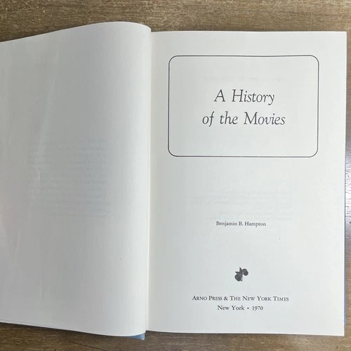 History of the Movies by Benjamin B. Hampton (1970, Hardcover)