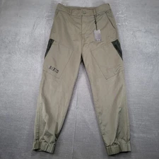 ARMANI EXCHANGE AX Men Olive Green Cargo Jogger Pants Elastic Waist Drawstring