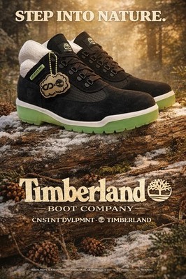 Timberland x CNSTNT DVLPMNT Size 10 Waterproof Field Boot Black Glow In The Dark