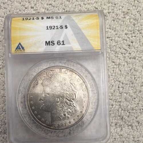 1921 Morgan Dollar MS61 ANACS $1 Silver San Francisco Uncirculated Coin