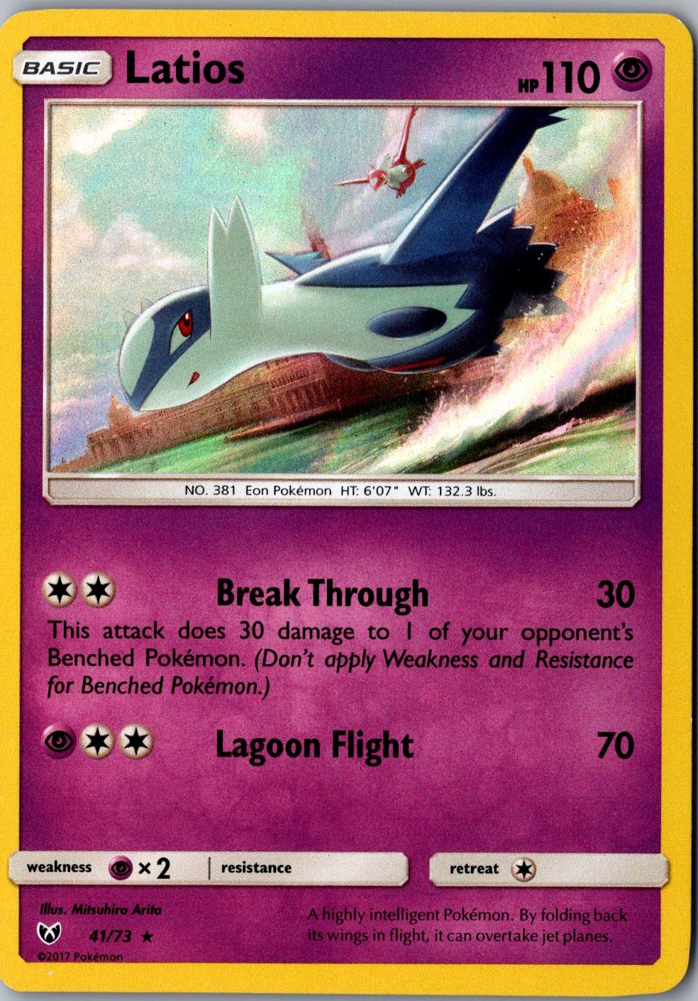 Latios Holo 41/73 Holo Rare Shining Legends Lightly Played Pokemon Card