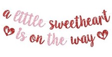 A Little Sweetheart is on the Way Banner, Valentine  s Day Baby Shower Party