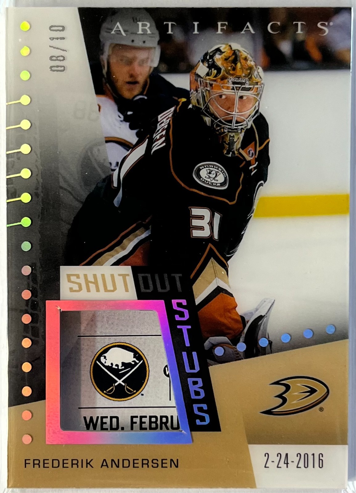 26/27 Upper Deck Artifacts Shutout Stubs Frederik Andersen /10