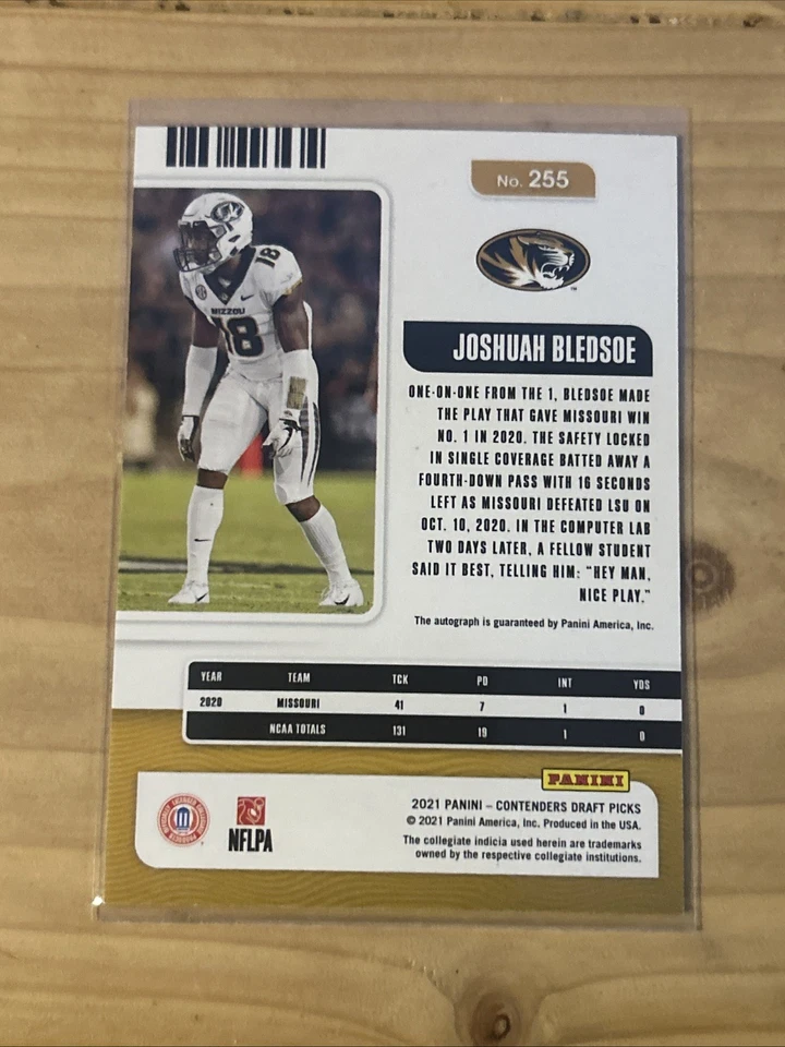 2021 Panini Contenders Draft PicksCollege Ticket Autographs Joshuah Bledsoe /99  - Image 2 of 2