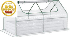 Raised Garden Bed with Greenhouse, Steel Planter Box with Plastic Cove