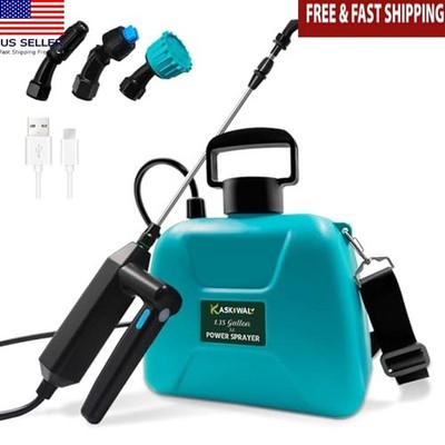 1.35 Gallon Garden Electric Pump Sprayer W/ 3 Nozzles & USB Rechargeable Handle