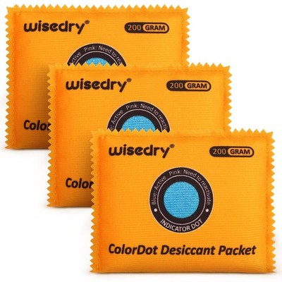 wisedry 200g 3 Packs Rechargeable Large Desiccant Packs for Storage, Color In...