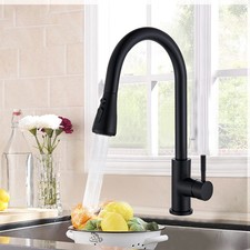 Matte Black Kitchen Faucet Sink Pull Down Sprayer Single Handle Swivel Mixer Tap