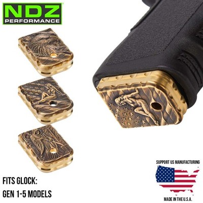 NDZ Glock 17 19 20 26 45 Brass 3D Heavy Weight Thick Mag Base