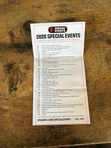 2026 SAN FRANCISCO GIANTS POCKET SCHEDULE - Bild 3 von 4