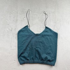 Free People Intimately Skinny Strap Metallic Teal Crop Top Camisole Women's M/L