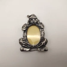 Miniature Clown Picture Frame Pewter 2” 1970's Joan Walsh Vintage