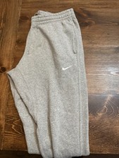 Nike Men's Gray Fleece Sweatpants L Regular Pull-On Elastic Waist Pockets