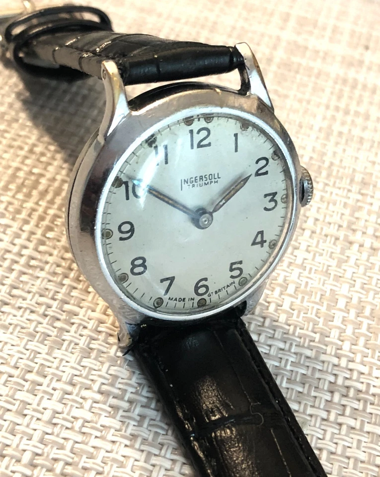 VINTAGE INGERSOLL“Triumph”,militare originale anni 50 meccanico a carica manuale - Immagine 2 di 4