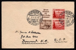 Stamp Day 1938 - Hamburg Germany - Cover franked w/ Part of H-Blatt 110