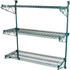 Nexel Poly-Green Adjustable Wall Mount Wire Shelving 3 Shelf Starter