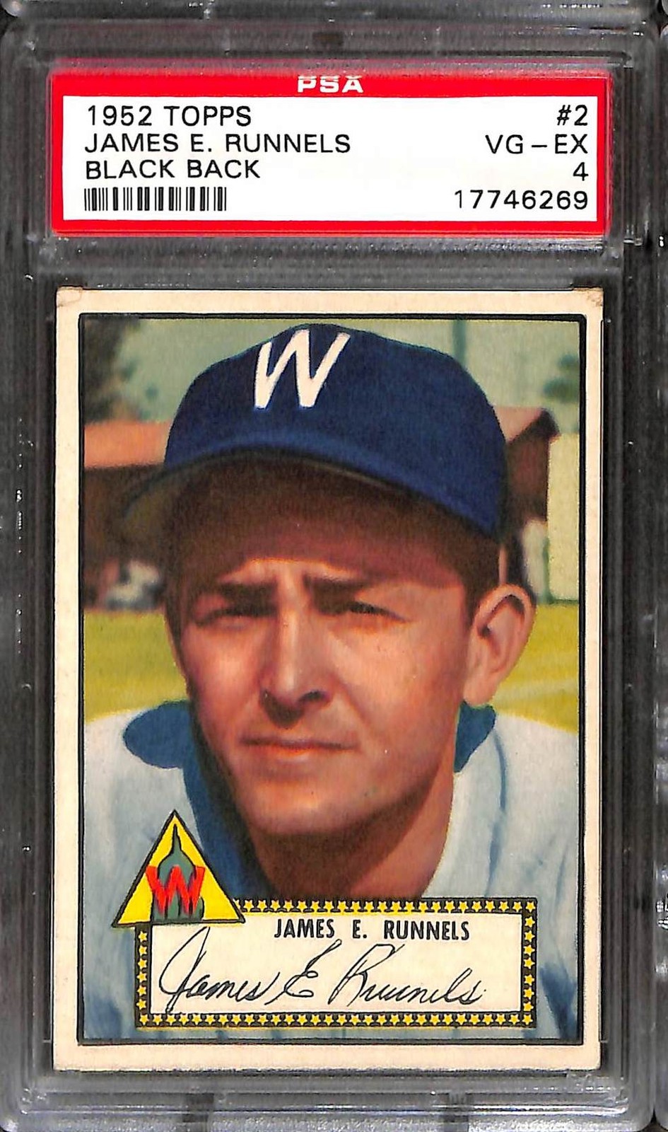 1952 TOPPS #2 JAMES E. RUNNELS BLACK BACK PSA 4 VG-EX 17746269 