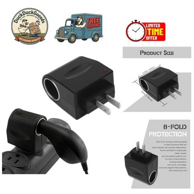 cigarette port to wall plug Durable Cigarette Lighter to Wall Plug Adapter - Safe & Efficient 2V  Converter