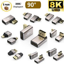 8K DisplayPort 1.4 Adapter 1-Pack, Up and Down Right Angle DP Male to Female