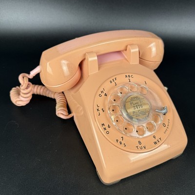 Vtg Pink Western Electric 500 Rotary Desk Phone Orig Chicago PLaza Dial