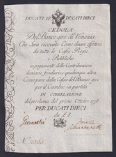 Italy Bond Giro Venezia 10 Ducats 1798 P.-181 SUP/AU