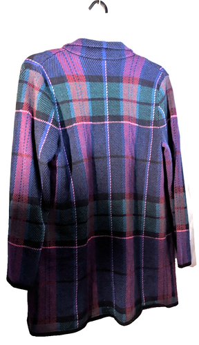 Talbots pure merino wool L plaid long sweater coat women's NWT - Picture 4 of 5