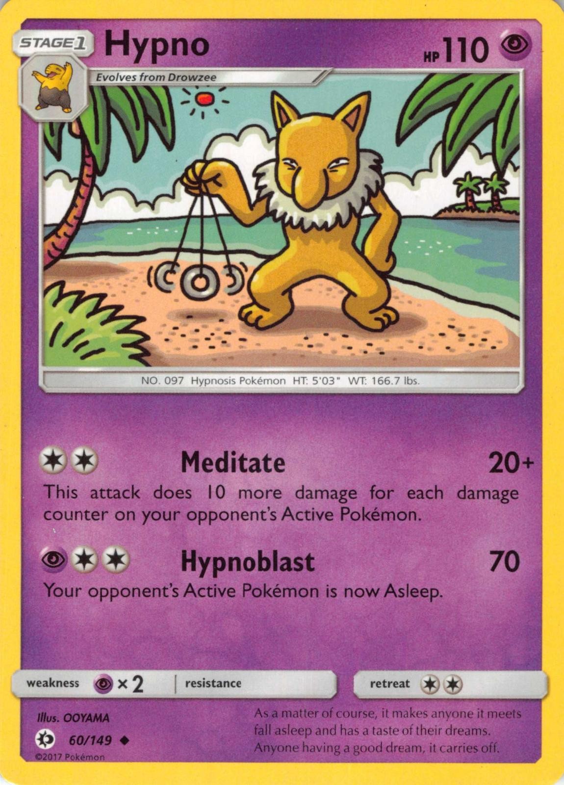 2017 POKEMON HYPNO 60/149 UNCOMMON SM BASE SET LIGHTLY PLAYED