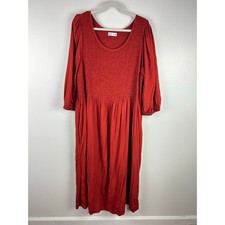 Croft & Barrow Rust Orange Smocked Dress Modest Women's Plus Size 2X