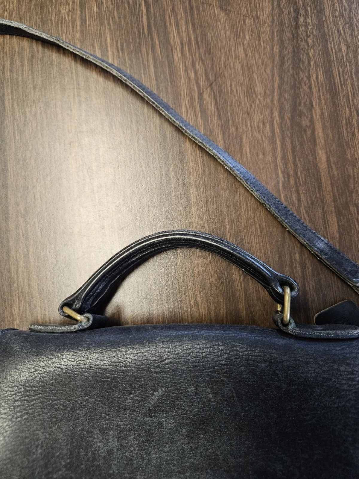 Borsa Coach vintage pelle nera Willis Station manico superiore e tracolla borsa