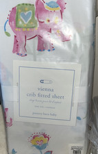 Pottery Barn Kids Vienna elephant fitted sheet crib New