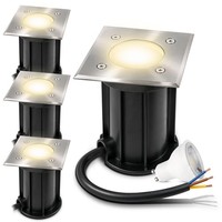 4X Boqu Bodeneinbauleuchte Eckig IP67 GU10 Led 2W Warmweiß Bodenlampe Gartenspot