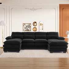 114" U Shaped Sectional Couches for Living Room4 Seats Chenille Cloud Sofa