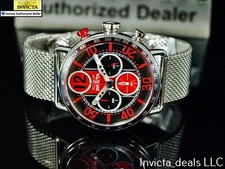 Invicta Men's 44mm Speedway GEARSHIFT Chronograph RED DIAL Silver Tone SS Watch