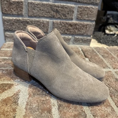 Gentle Souls Fran Boots Womens Size 6.5M Gray Suede Ankle Booties Block Heel