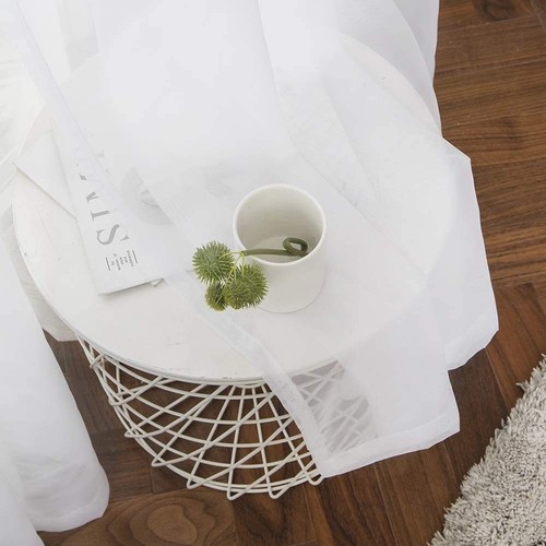 MIULEE 2 Panels Solid Color White Sheer Curtains Elegant Grommet Window Voile Pa - Picture 3 of 7