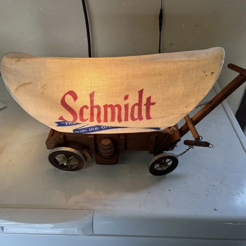 VINTAGE  LIGHTED SCHMIDT'S BEER WAGON Beer Sign Man Cave