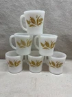 Glasbake vintage 70's Sears Milk Glass Coffee Mug Cup Wheat 3.5" tall 3" diam