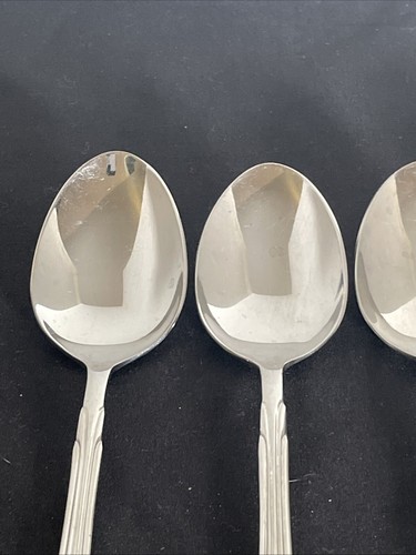 4-Retroneu BARRINGTON Glossy Stainless KOREA Flatware PLACE/SOUP SPOONS 7" - Picture 4 of 12