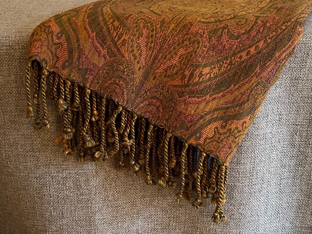 Lanzamiento de tela de cachemira multicolor óxido naranja marrón algodón rayón India