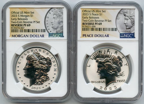2023-S Morgan & Peace Silver Dollar Reverse Proof NGC PF69 ER Set - JP997