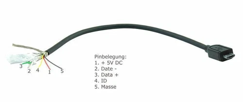 Micro-USB Adapter Cable Fully Wired With 5 Pin Zum Solder 0.1m A