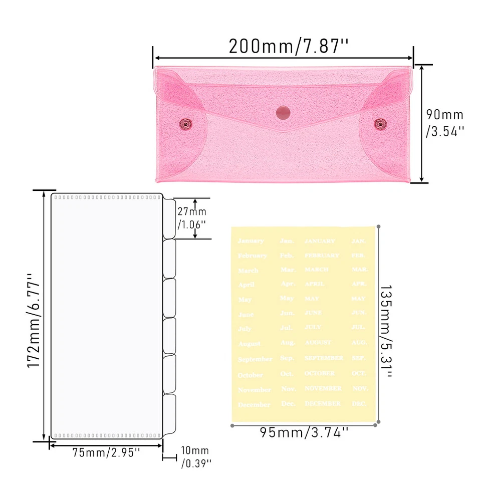 Cash Envelope Wallet with 6pcs Divider with Pockets and 2pcs Monthly Tab Sticker - Image 2 of 4