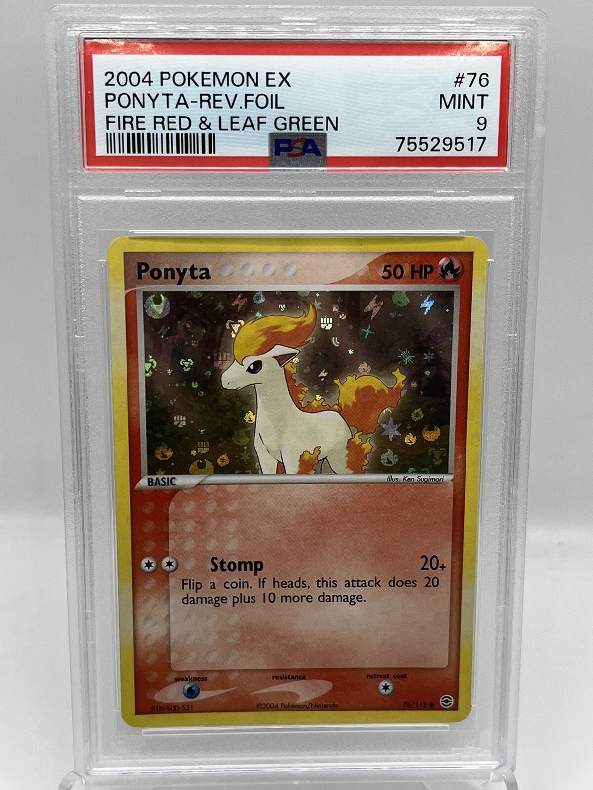 Ponyta 76/112 EX Fire Red Leaf Green Reverse Holo Pokemon Card PSA 9 MINT