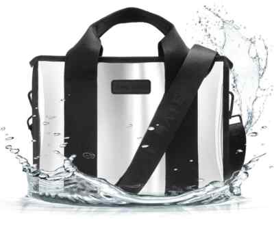 Case-Mate Silver Chrome Small Beach Tote, Lightweight Waterproof Beach Bag