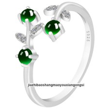 Certified 925 Sterling Silver Natural A Grade Jade Jadeite Green Ring