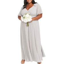 Show Me Your Mumu Emily Empire Maxi Dress in Dove Grey Chiffon. Size 1X. NWT!