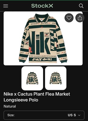 Nike x Cactus Plant Flea Market Longsleeve Polo Natural Size S