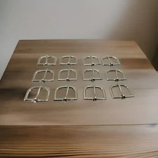 Horse Tack Set of 12 North &Judd 7/8" Nickel on Brass Belt Buckles USA