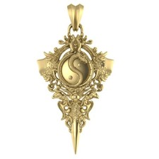 Yin and Yang Dragon Pendant Amulet Boho Protection Brass Jewelry