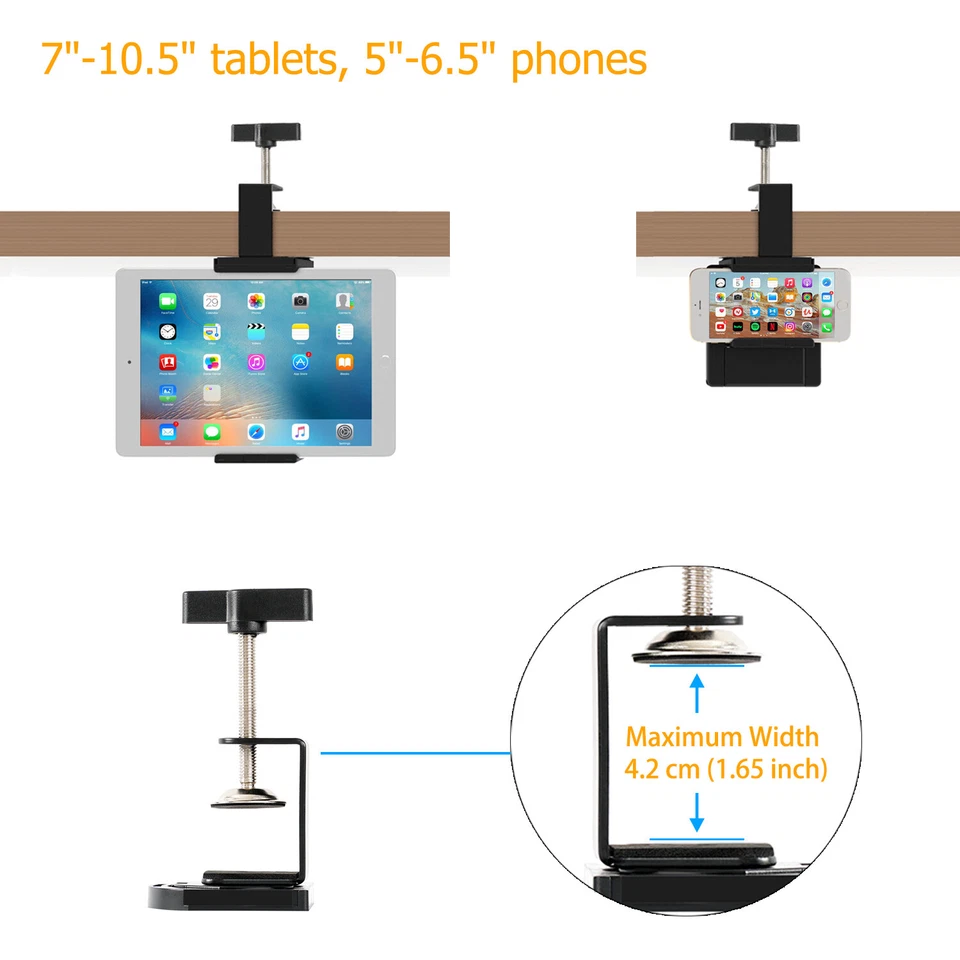 Universal Clamp Clip Mount Holder for iPad Pro Air Mini, iPhone, Galaxy Tabs - Image 4 of 4